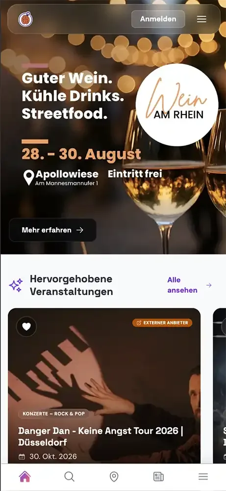 Homepage Spotlight Beispiel auf iPhone 16 Pro