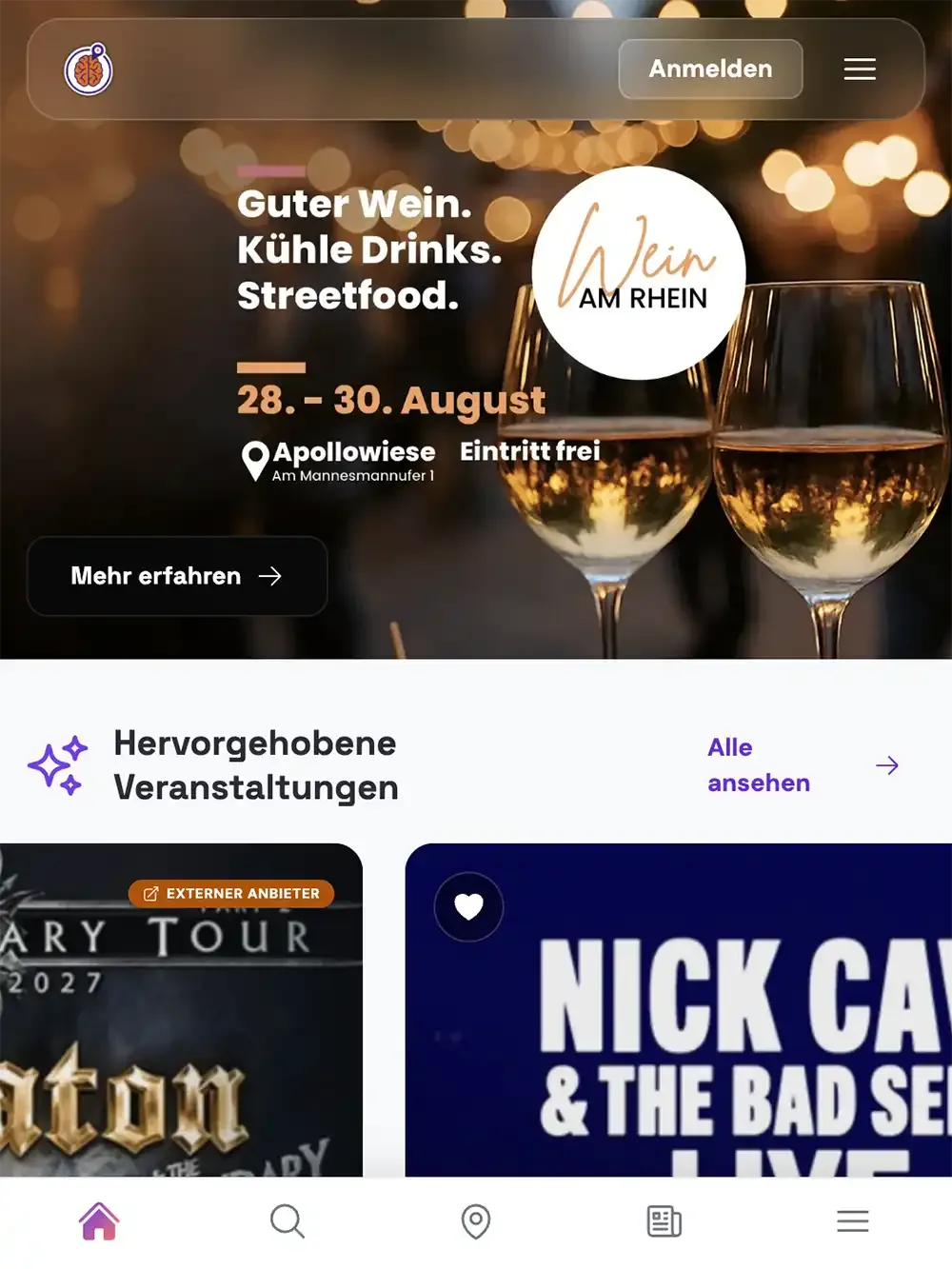 Homepage Spotlight Beispiel auf Tablet