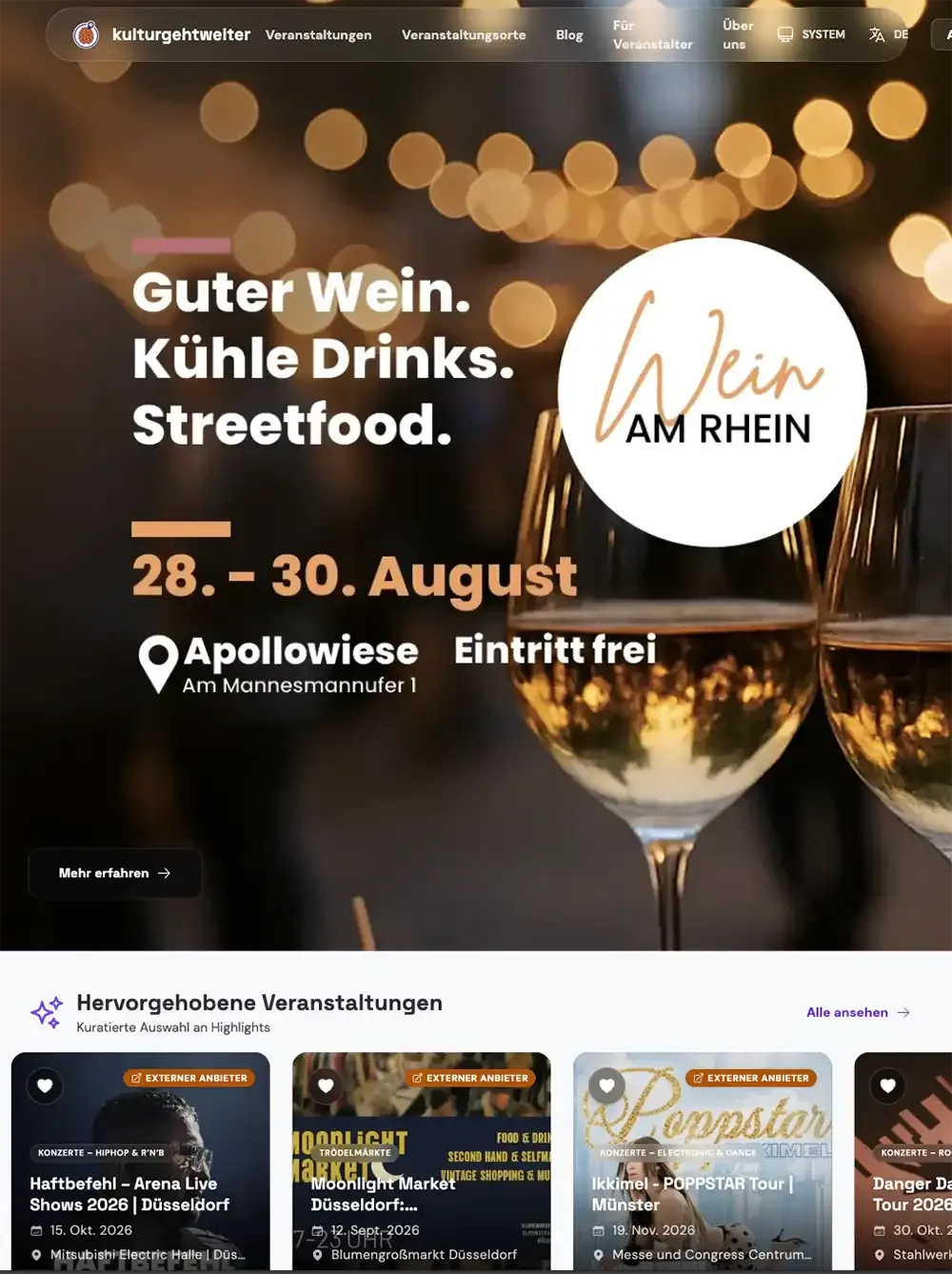 Homepage Spotlight Beispiel auf Tablet XL