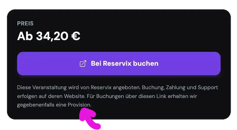 Screenshot eines Reservix-Ticketbuttons auf kulturgehtweiter