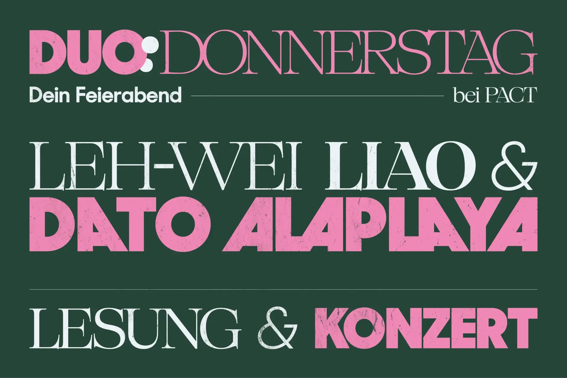 DUO:DONNERSTAG mit Leh-Wei Liao und Dato Alaplaya