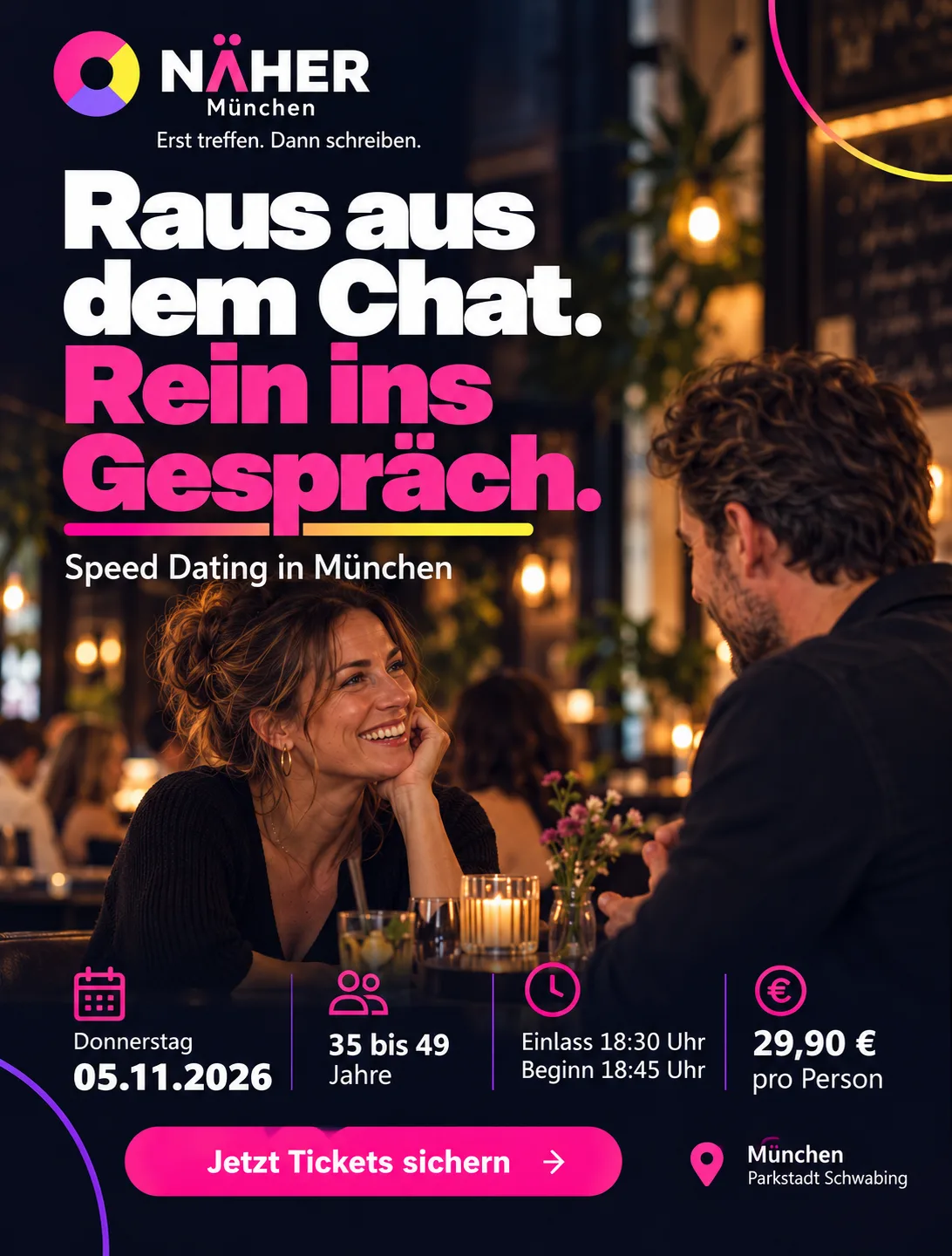Speed Dating München – 35 bis 49 Jahre – 05.11.2026 – NÄHER